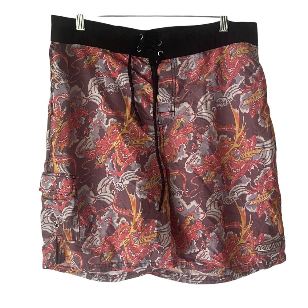 Vintage‎ Men's Size 36 Japanese Dragon Swim Trunks Board Shorts